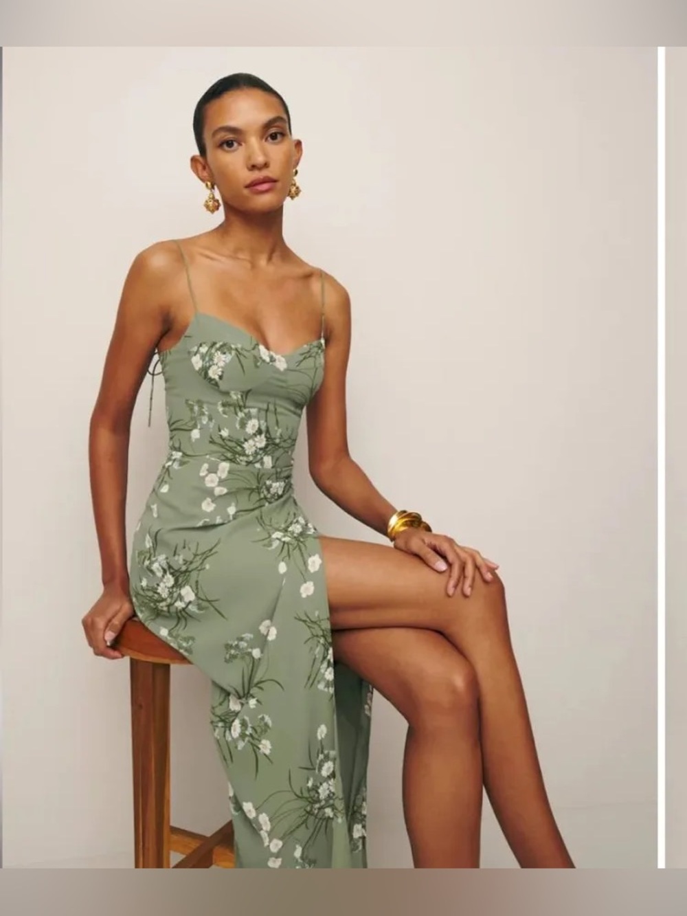 Reformation NWT Petites Kourtney Midi Dress Bonita 2P